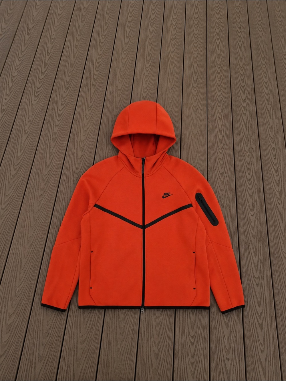 Nike Orange Hooded Performance Zip Jacket with Black Trim